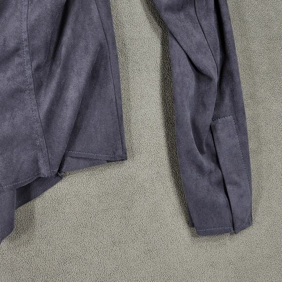 Kut from Kloth M Womens Faux Suede Leather Moto Jacket Gray Stretch punk preppy - Picture 13 of 13